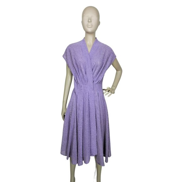 Vintage 60's Julie Miller of California Purple Wool Blend Boucle Wrap Dr… - Picture 5 of 7